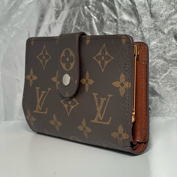 Auth Vintage 1998 LOUIS VUITTON Viennois Kisslock Wallet Coin Pouch Purse Canvas - Picture 3 of 16